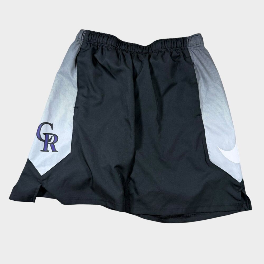 Nike Colorado Rockies Shorts Mens Large Black Purple MLB Dri-FIT Authentic Gear